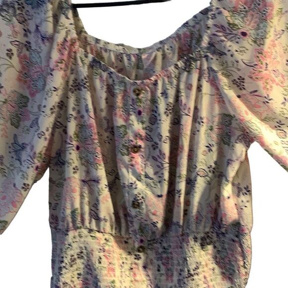 Pre Owned Women’s NOBO No Boundaries Blouse Banded Wrist Waist Sz XXL Floral - Picture 5 of 7